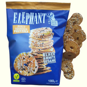 Elephant Baked Squeezed Pretzels Black & White Sesam 180g