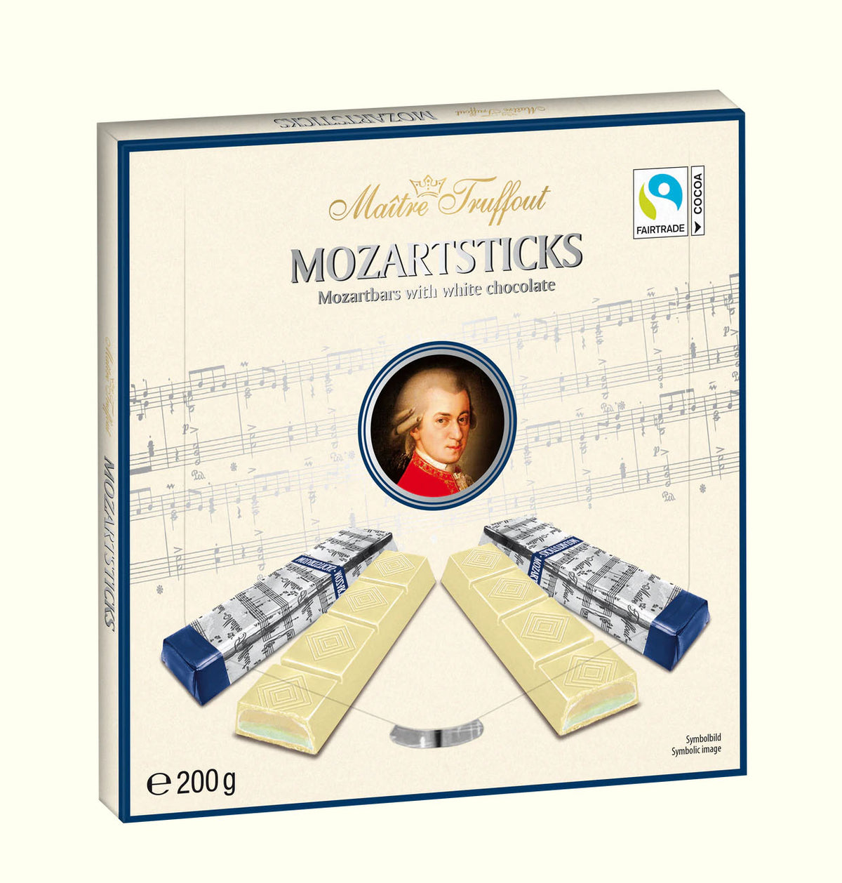 Maître Truffout Mozartsticks weisse Schokolade 200g