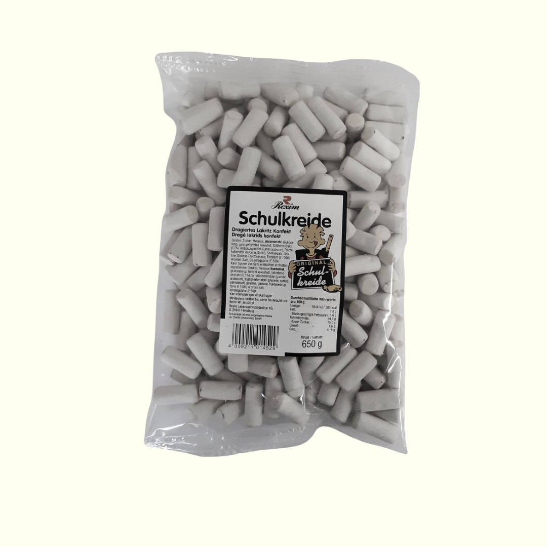 Rexim Schulkreide 650g Dragiertes Lakritz Konfekt