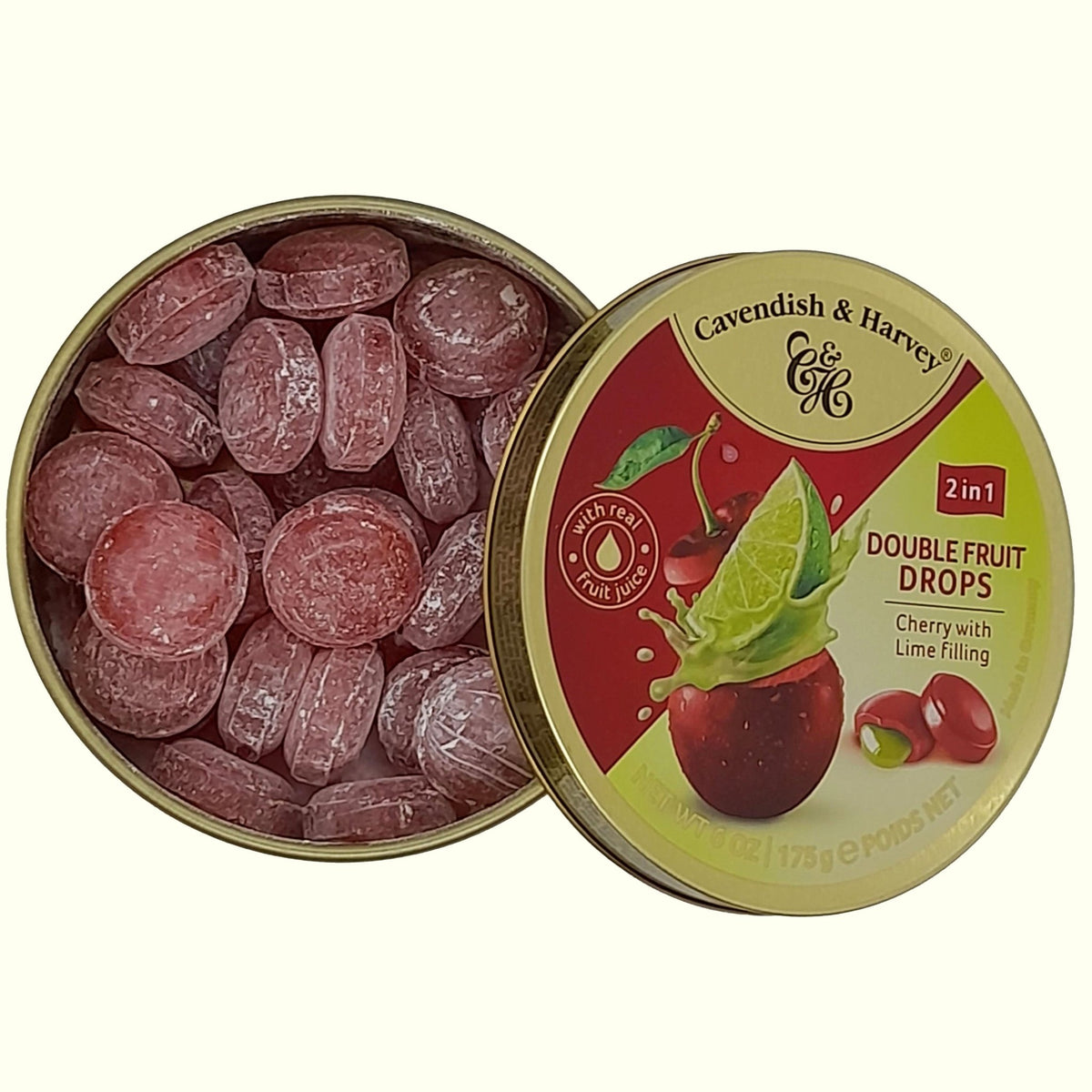 Cavendish & Harvey Double Fruit Cherry With Lime Filling Drops 175g - TopCandy