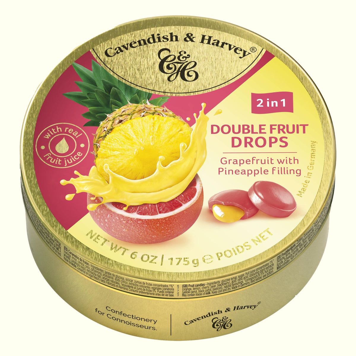 Cavendish & Harvey Grapefruit with Pineapple Gefüllte Drops 175g - TopCandy