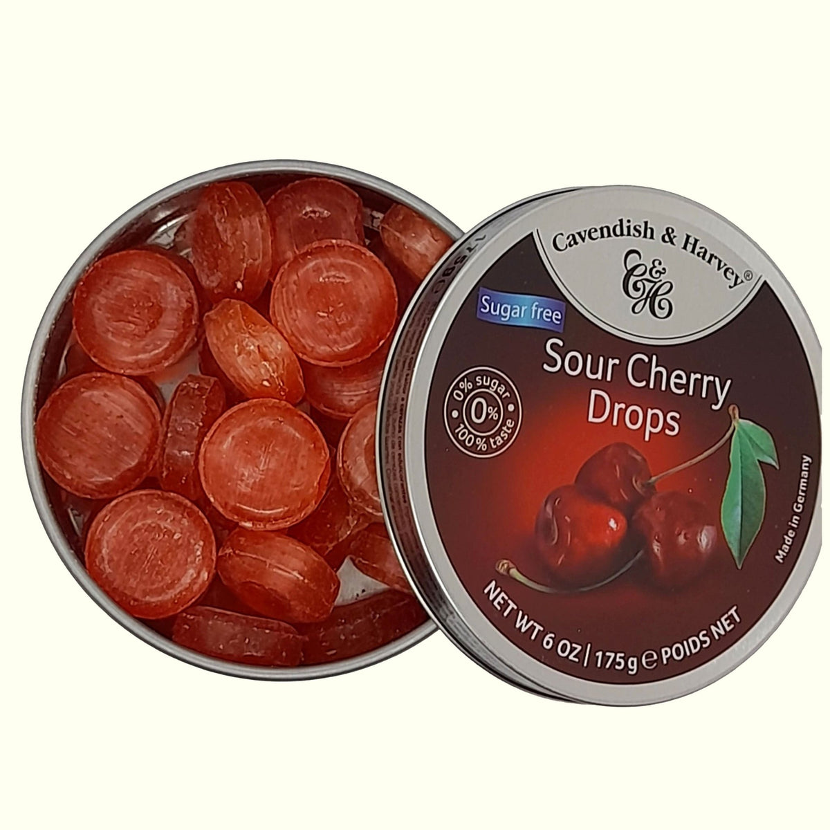 Cavendish & Harvey Sour Cherry Drops Sugar Free 175g - TopCandy