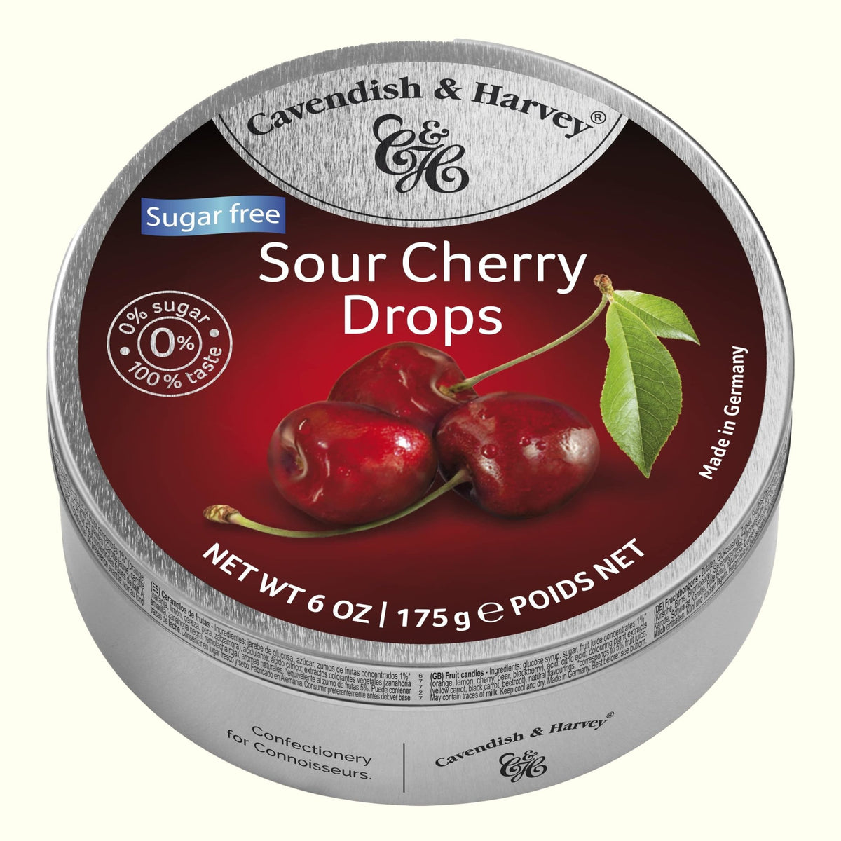 Cavendish & Harvey Sour Cherry Drops Sugar Free 175g - TopCandy