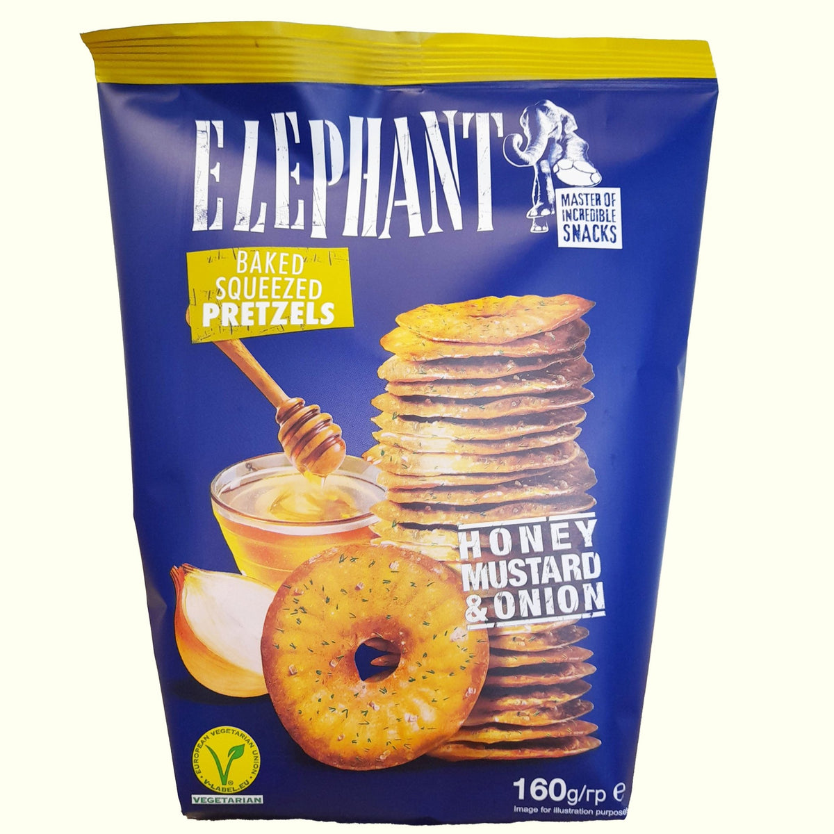 Elephant Squeezed Pretzels Honey Mustard & Onion 160g - TopCandy