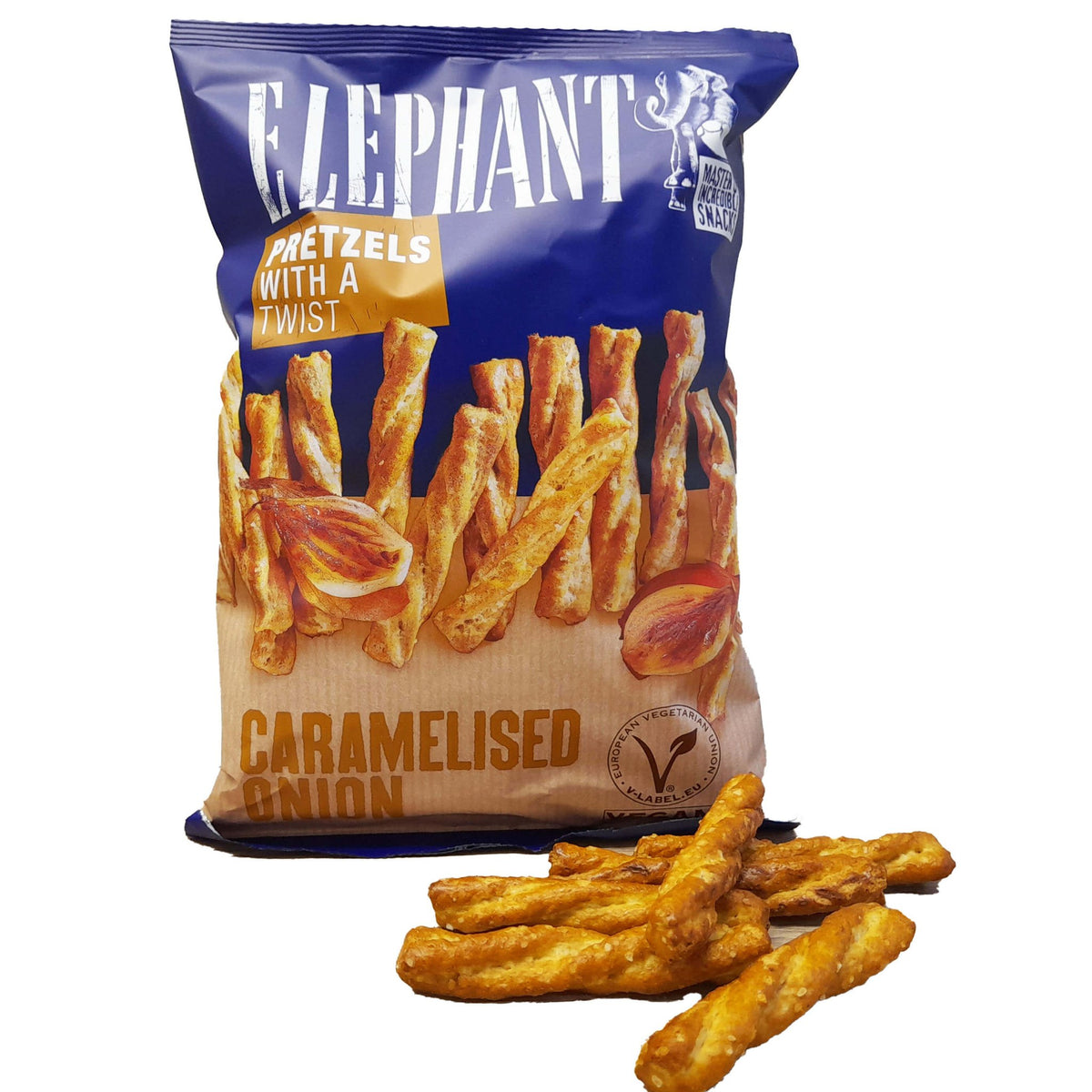 Elephant Twisted Pretzels Caramelised Onion 160g - TopCandy