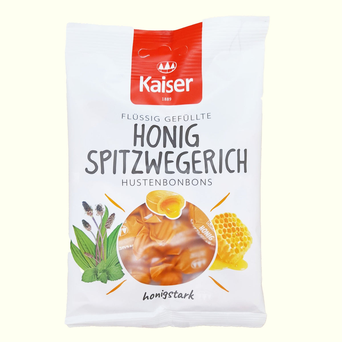 Kaiser Flüssig Gefüllte Honig Spitzwegerich Hustenbonbons - 90g - TopCandy