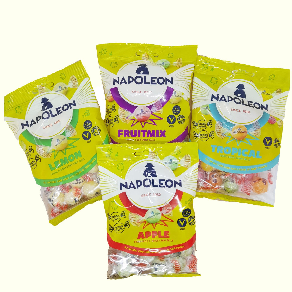 Napoleon Bonbons Zitrone | Früchtemix | Apfel | Tropical 4x130g - TopCandy