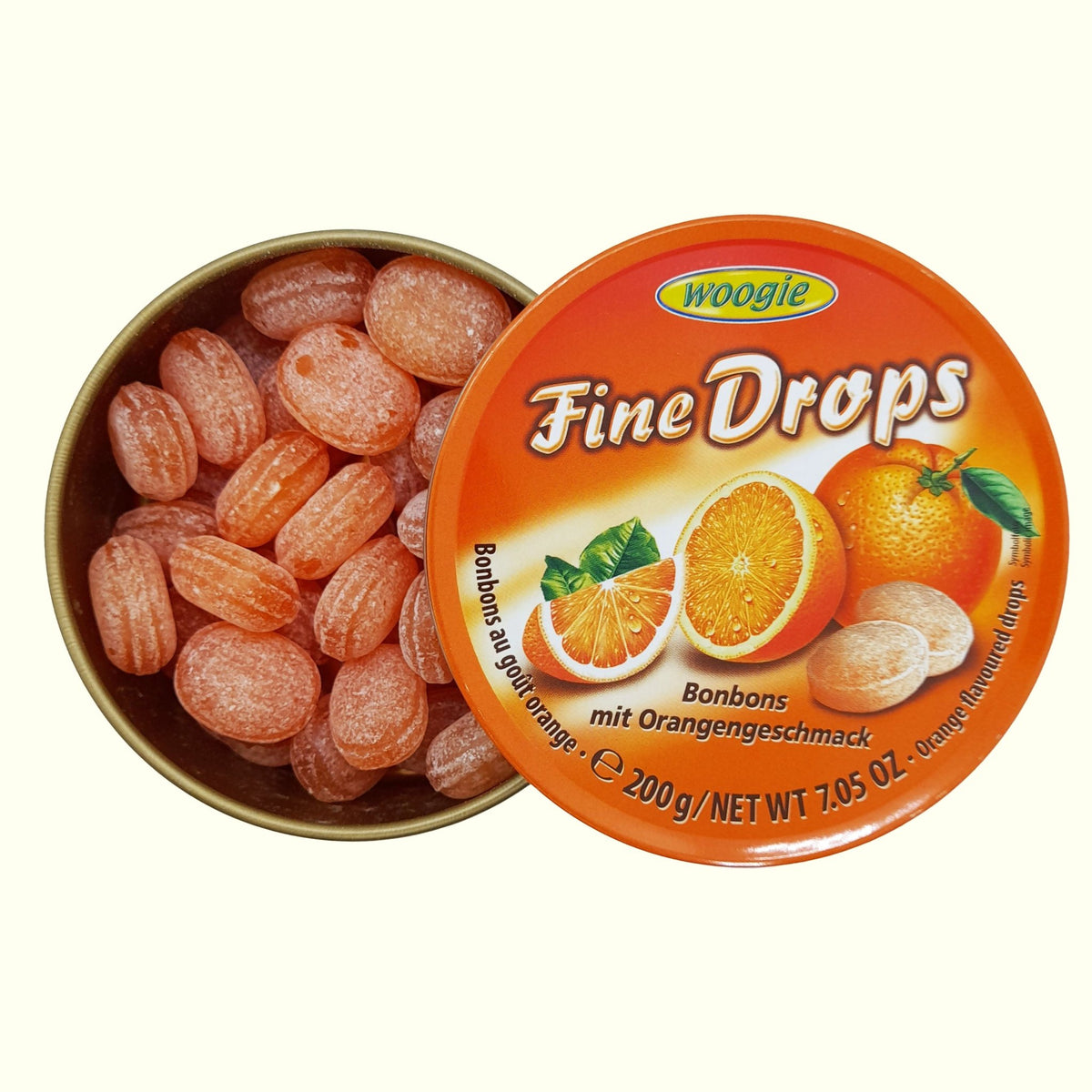 Woogie Fine Drops Bonbons mit Orangengeschmack 200g - TopCandy